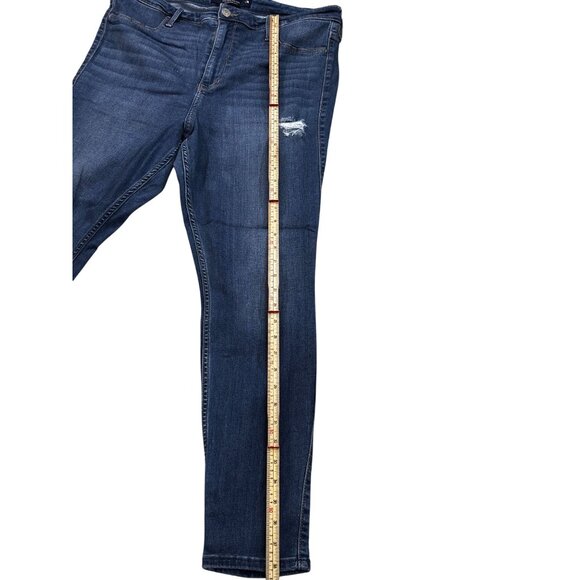 Hollister Womens Ultra High-Rise Jean Legging W33 L28 Blue Denim Distressed - Picture 8 of 9